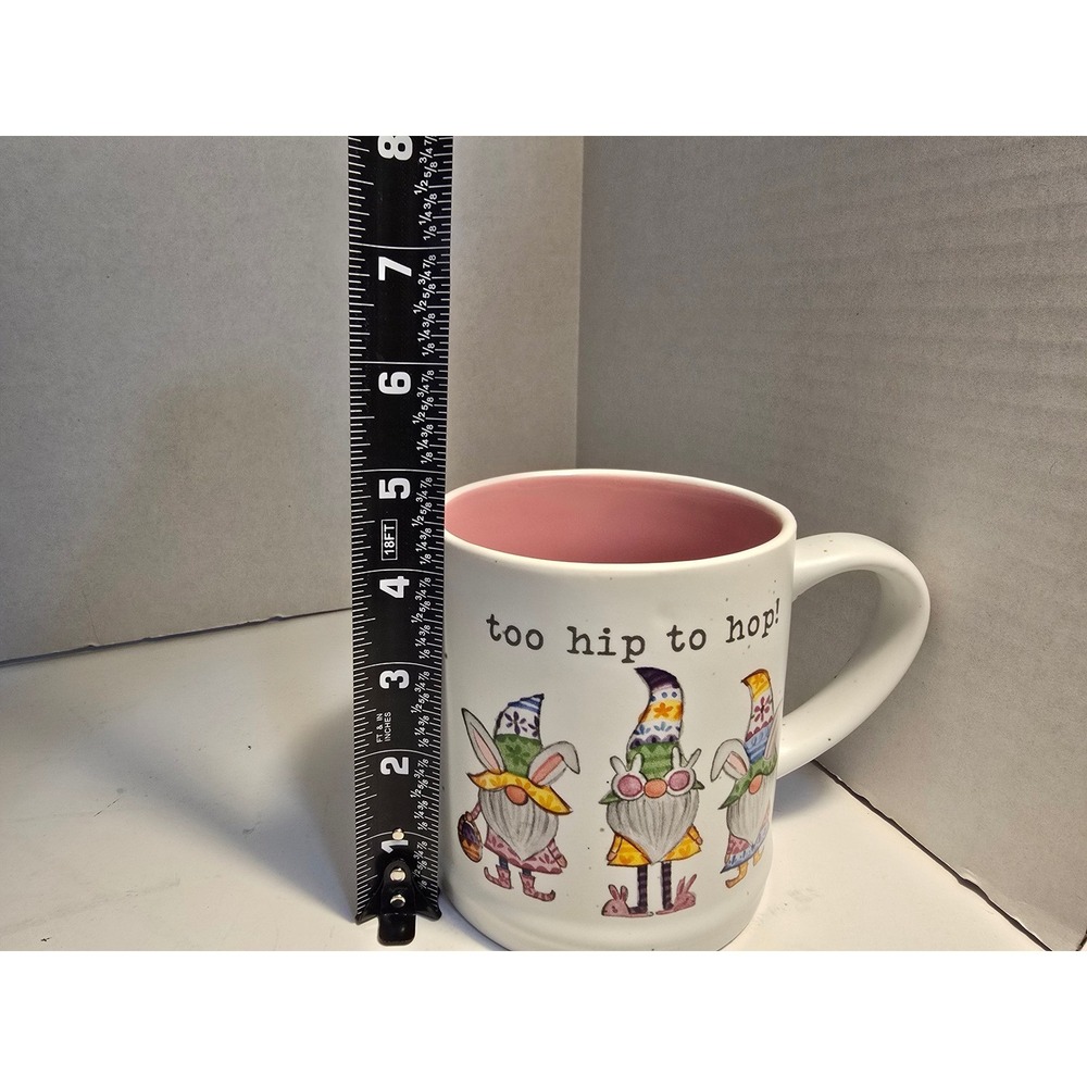 Carrot Patch Cottage Too Hip To Hop Easter Gnome Coffee Mug Pink Interior - Picture 7 of 8